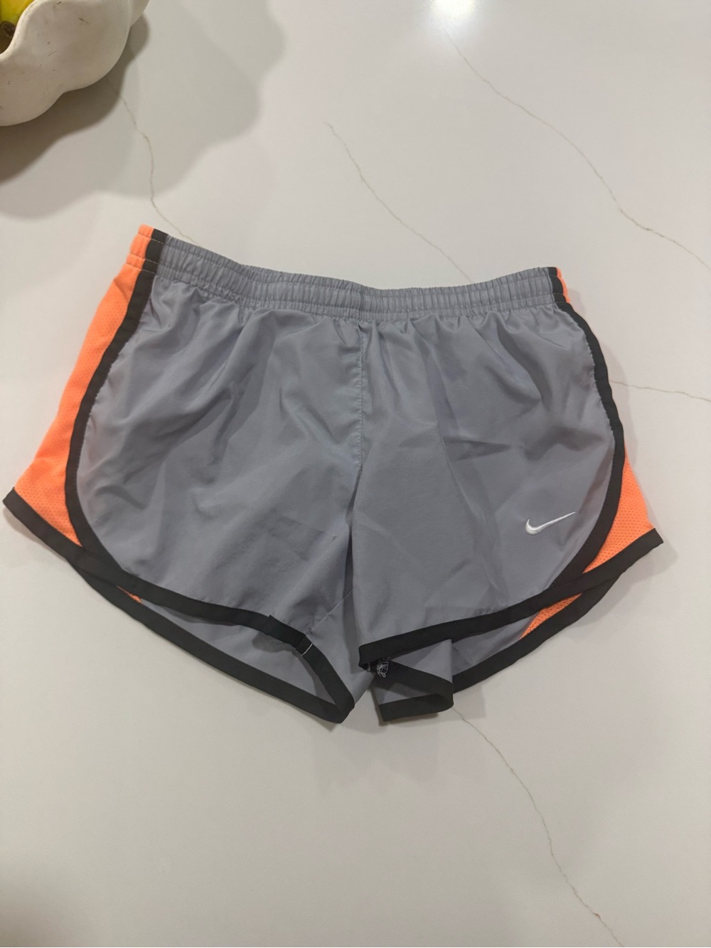 Girls Nike Gray & Orange Dri-Fit Tempo Athletic Shorts Size Small NWOT